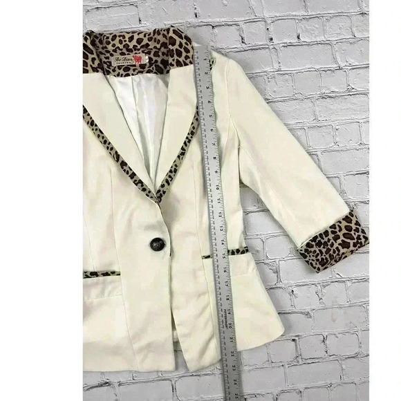 Beige Cheetah Print Women's Blazer SMALL Lined Women's - Picture 7 of 7